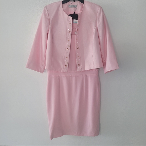 Kasper Jackets & Blazers - Chic Tutu Pink Dress and Jacket Set By Kasper Size 14/16